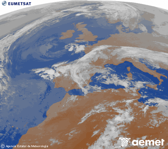 Imagen de la zona de Europa y Norte de �frica del canal infrarrojo del sat�lite Meteosat operacional en 0�N 0�W, procesada para darle color.&nbsp;asteazkena, 2026ko apirilak 29, ordua: 06:00