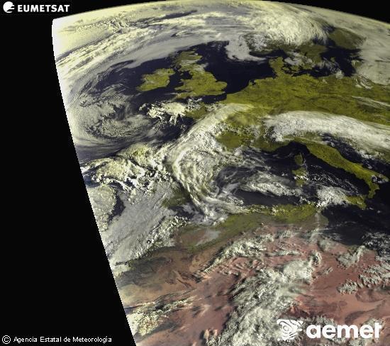 Esta imagen se genera utilizando informaci�n de los canales visibles del sat�lite METEOSAT perteneciente a la segunda generaci�n de sat�lites Meteosat (MSG). Por ese motivo, s�lo hay informaci�n en la zona iluminada por el sol. Adem�s, los canales han sido normalizados para que el brillo no dependa de la posici�n del sol.&nbsp;asteazkena, 2026ko apirilak 29, ordua: 08:00