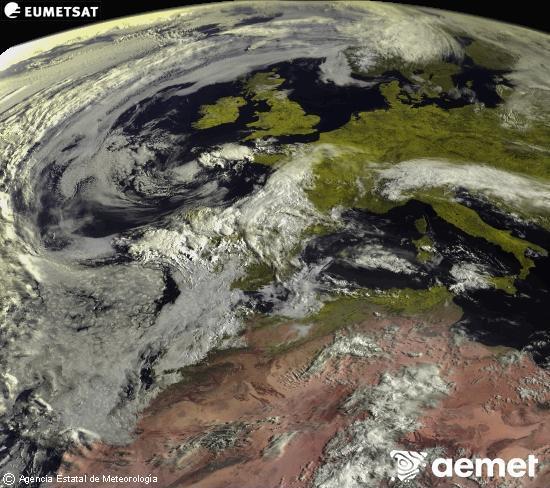 Esta imagen se genera utilizando informaci�n de los canales visibles del sat�lite METEOSAT perteneciente a la segunda generaci�n de sat�lites Meteosat (MSG). Por ese motivo, s�lo hay informaci�n en la zona iluminada por el sol. Adem�s, los canales han sido normalizados para que el brillo no dependa de la posici�n del sol.&nbsp;asteazkena, 2026ko apirilak 29, ordua: 09:00