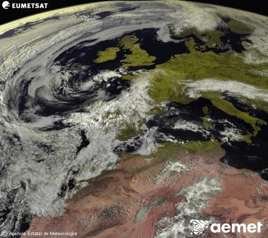 Esta imagen se genera utilizando informaci�n de los canales visibles del sat�lite METEOSAT perteneciente a la segunda generaci�n de sat�lites Meteosat (MSG). Por ese motivo, s�lo hay informaci�n en la zona iluminada por el sol. Adem�s, los canales han sido normalizados para que el brillo no dependa de la posici�n del sol.&nbsp;asteazkena, 2026ko apirilak 29, ordua: 10:00