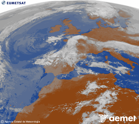 Imagen de la zona de Europa y Norte de �frica del canal infrarrojo del sat�lite Meteosat operacional en 0�N 0�W, procesada para darle color.&nbsp;asteazkena, 2026ko apirilak 29, ordua: 11:00