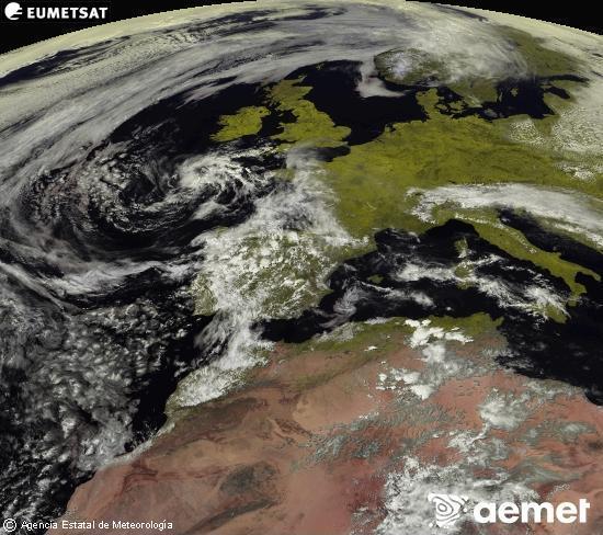 Esta imagen se genera utilizando informaci�n de los canales visibles del sat�lite METEOSAT perteneciente a la segunda generaci�n de sat�lites Meteosat (MSG). Por ese motivo, s�lo hay informaci�n en la zona iluminada por el sol. Adem�s, los canales han sido normalizados para que el brillo no dependa de la posici�n del sol.&nbsp;asteazkena, 2026ko apirilak 29, ordua: 15:00
