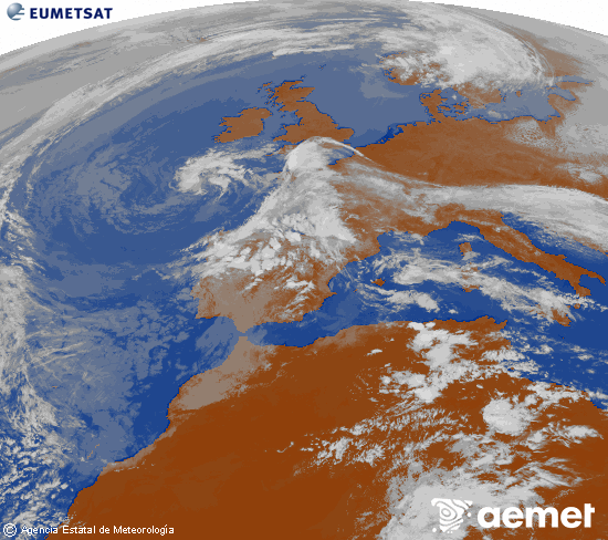 Imagen de la zona de Europa y Norte de �frica del canal infrarrojo del sat�lite Meteosat operacional en 0�N 0�W, procesada para darle color.&nbsp;asteazkena, 2026ko apirilak 29, ordua: 15:00