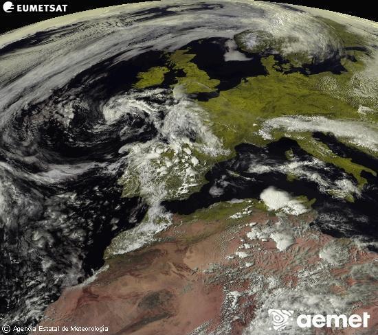 Esta imagen se genera utilizando informaci�n de los canales visibles del sat�lite METEOSAT perteneciente a la segunda generaci�n de sat�lites Meteosat (MSG). Por ese motivo, s�lo hay informaci�n en la zona iluminada por el sol. Adem�s, los canales han sido normalizados para que el brillo no dependa de la posici�n del sol.&nbsp;asteazkena, 2026ko apirilak 29, ordua: 17:00