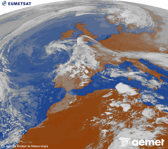Imagen de la zona de Europa y Norte de �frica del canal infrarrojo del sat�lite Meteosat operacional en 0�N 0�W, procesada para darle color.&nbsp;asteazkena, 2026ko apirilak 29, ordua: 17:00