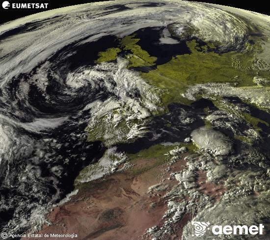 Esta imagen se genera utilizando informaci�n de los canales visibles del sat�lite METEOSAT perteneciente a la segunda generaci�n de sat�lites Meteosat (MSG). Por ese motivo, s�lo hay informaci�n en la zona iluminada por el sol. Adem�s, los canales han sido normalizados para que el brillo no dependa de la posici�n del sol.&nbsp;asteazkena, 2026ko apirilak 29, ordua: 19:00