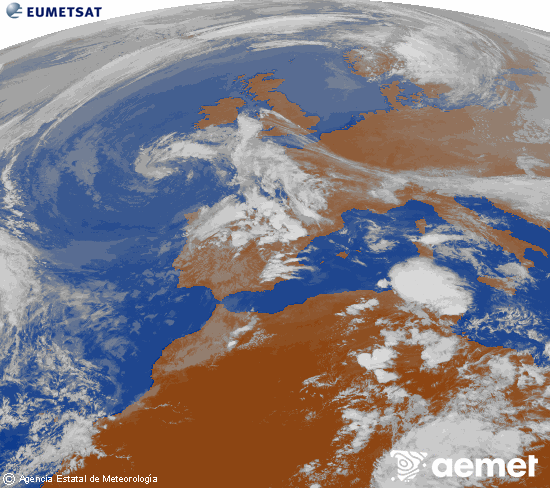 Imagen de la zona de Europa y Norte de �frica del canal infrarrojo del sat�lite Meteosat operacional en 0�N 0�W, procesada para darle color.&nbsp;asteazkena, 2026ko apirilak 29, ordua: 19:00