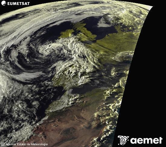 Esta imagen se genera utilizando informaci�n de los canales visibles del sat�lite METEOSAT perteneciente a la segunda generaci�n de sat�lites Meteosat (MSG). Por ese motivo, s�lo hay informaci�n en la zona iluminada por el sol. Adem�s, los canales han sido normalizados para que el brillo no dependa de la posici�n del sol.&nbsp;asteazkena, 2026ko apirilak 29, ordua: 20:00