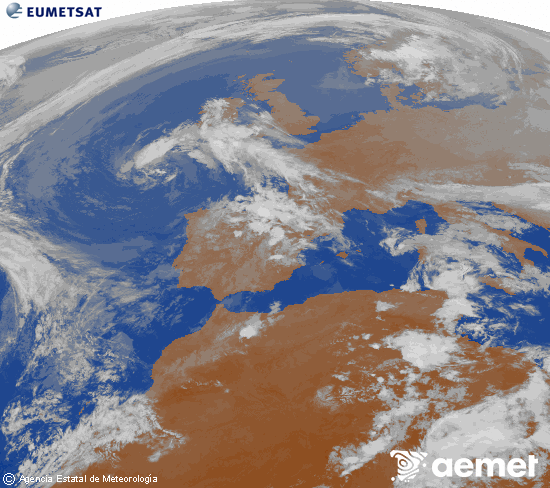 Imagen de la zona de Europa y Norte de �frica del canal infrarrojo del sat�lite Meteosat operacional en 0�N 0�W, procesada para darle color.&nbsp;asteazkena, 2026ko apirilak 29, ordua: 23:00