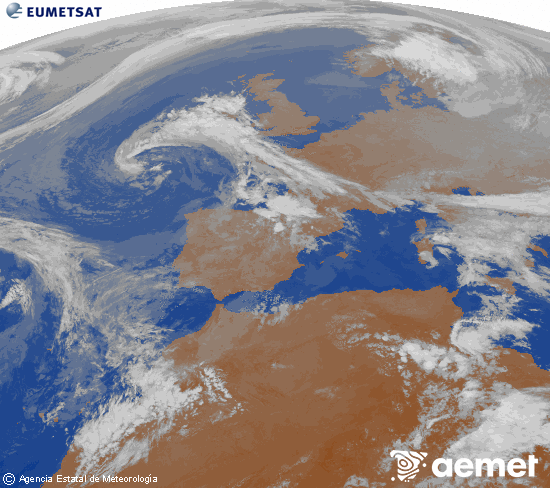 Imagen de la zona de Europa y Norte de �frica del canal infrarrojo del sat�lite Meteosat operacional en 0�N 0�W, procesada para darle color.&nbsp;osteguna, 2026ko apirilak 30, ordua: 04:00