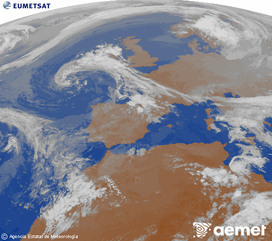 Imagen de la zona de Europa y Norte de �frica del canal infrarrojo del sat�lite Meteosat operacional en 0�N 0�W, procesada para darle color.&nbsp;osteguna, 2026ko apirilak 30, ordua: 05:00