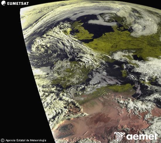 Esta imagen se genera utilizando informaci�n de los canales visibles del sat�lite METEOSAT perteneciente a la segunda generaci�n de sat�lites Meteosat (MSG). Por ese motivo, s�lo hay informaci�n en la zona iluminada por el sol. Adem�s, los canales han sido normalizados para que el brillo no dependa de la posici�n del sol.&nbsp;jueves, 30 abril 2026 a las 08:00