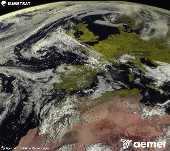 Esta imagen se genera utilizando informaci�n de los canales visibles del sat�lite METEOSAT perteneciente a la segunda generaci�n de sat�lites Meteosat (MSG). Por ese motivo, s�lo hay informaci�n en la zona iluminada por el sol. Adem�s, los canales han sido normalizados para que el brillo no dependa de la posici�n del sol.&nbsp;jueves, 30 abril 2026 a las 10:00