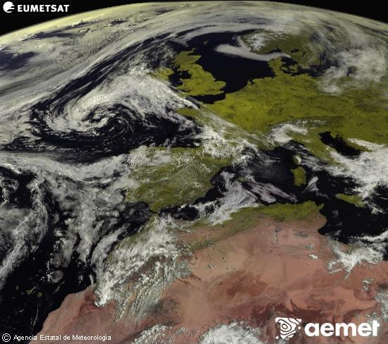 Esta imagen se genera utilizando informaci�n de los canales visibles del sat�lite METEOSAT perteneciente a la segunda generaci�n de sat�lites Meteosat (MSG). Por ese motivo, s�lo hay informaci�n en la zona iluminada por el sol. Adem�s, los canales han sido normalizados para que el brillo no dependa de la posici�n del sol.&nbsp;jueves, 30 abril 2026 a las 11:00