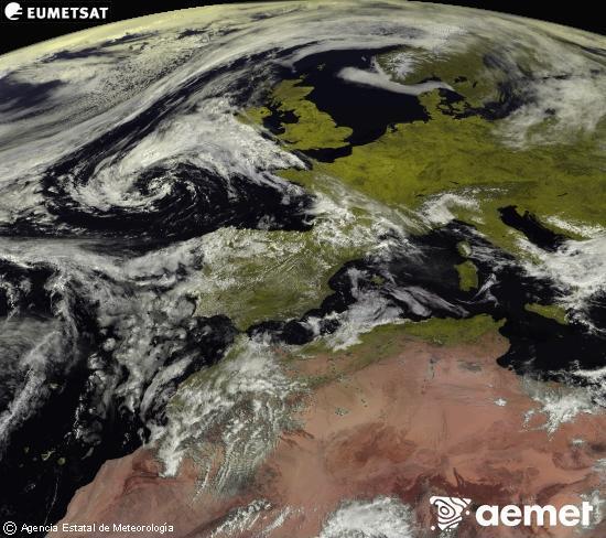 Esta imagen se genera utilizando informaci�n de los canales visibles del sat�lite METEOSAT perteneciente a la segunda generaci�n de sat�lites Meteosat (MSG). Por ese motivo, s�lo hay informaci�n en la zona iluminada por el sol. Adem�s, los canales han sido normalizados para que el brillo no dependa de la posici�n del sol.&nbsp;jueves, 30 abril 2026 a las 12:00