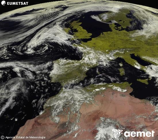 Esta imagen se genera utilizando informaci�n de los canales visibles del sat�lite METEOSAT perteneciente a la segunda generaci�n de sat�lites Meteosat (MSG). Por ese motivo, s�lo hay informaci�n en la zona iluminada por el sol. Adem�s, los canales han sido normalizados para que el brillo no dependa de la posici�n del sol.&nbsp;jueves, 30 abril 2026 a las 16:00