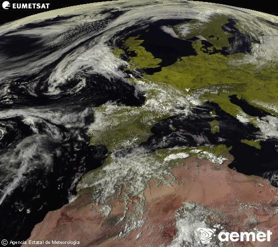 Esta imagen se genera utilizando informaci�n de los canales visibles del sat�lite METEOSAT perteneciente a la segunda generaci�n de sat�lites Meteosat (MSG). Por ese motivo, s�lo hay informaci�n en la zona iluminada por el sol. Adem�s, los canales han sido normalizados para que el brillo no dependa de la posici�n del sol.&nbsp;jueves, 30 abril 2026 a las 17:00