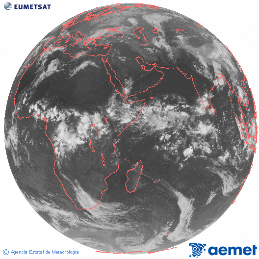 Oc�ano �ndico. Imaxe global da canle infravermella (10.8&mu;m) de Meteosat, pertencente � serie MSX (Meteosat Segunda Xeraci�n) e situado en 41.5°E.&nbsp;xoves, 30 abril  2026 20:00