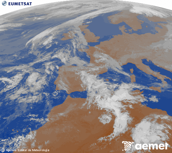Imagen de la zona de Europa y Norte de �frica del canal infrarrojo del sat�lite Meteosat operacional en 0�N 0�W, procesada para darle color.&nbsp;vendredi, 1 mai  2026 05:00