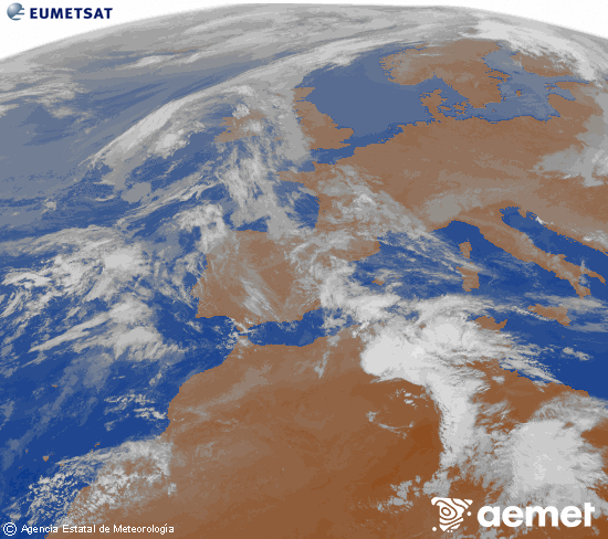 Imagen de la zona de Europa y Norte de �frica del canal infrarrojo del sat�lite Meteosat operacional en 0�N 0�W, procesada para darle color.&nbsp;vendredi, 1 mai  2026 08:00