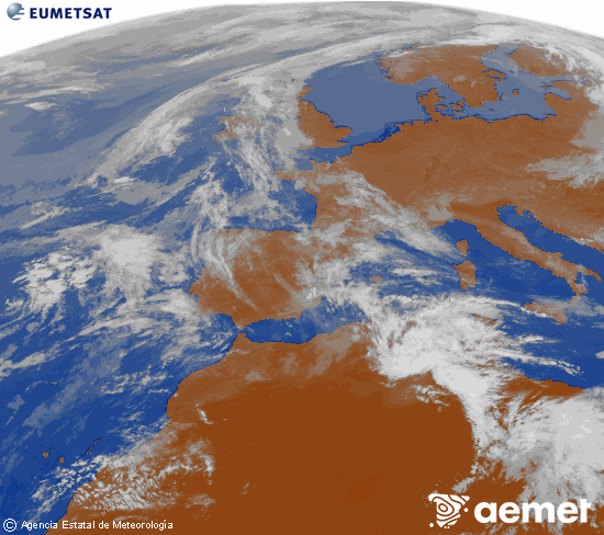 Imagen de la zona de Europa y Norte de �frica del canal infrarrojo del sat�lite Meteosat operacional en 0�N 0�W, procesada para darle color.&nbsp;vendredi, 1 mai  2026 11:00
