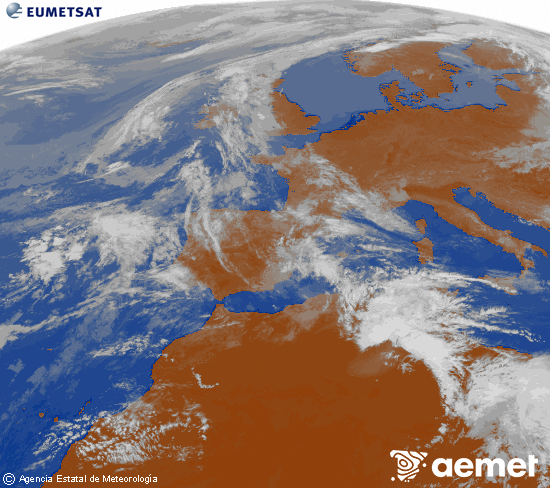 Imagen de la zona de Europa y Norte de �frica del canal infrarrojo del sat�lite Meteosat operacional en 0�N 0�W, procesada para darle color.&nbsp;vendredi, 1 mai  2026 12:00