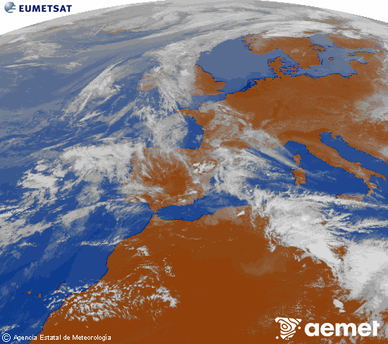 Imagen de la zona de Europa y Norte de �frica del canal infrarrojo del sat�lite Meteosat operacional en 0�N 0�W, procesada para darle color.&nbsp;vendredi, 1 mai  2026 15:00