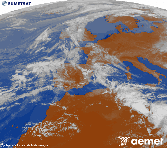 Imagen de la zona de Europa y Norte de �frica del canal infrarrojo del sat�lite Meteosat operacional en 0�N 0�W, procesada para darle color.&nbsp;vendredi, 1 mai  2026 16:00