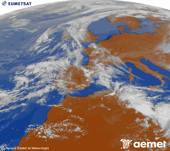 Imagen de la zona de Europa y Norte de �frica del canal infrarrojo del sat�lite Meteosat operacional en 0�N 0�W, procesada para darle color.&nbsp;vendredi, 1 mai  2026 17:00