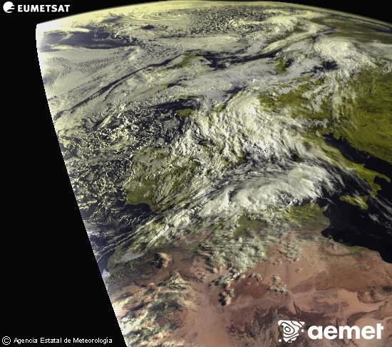 Esta imaxe x�rase utilizando informaci�n das canles visibles do sat�lite METEOSAT pertencente � segunda xeraci�n de sat�lites  Meteosat (MSX). Por ese motivo, s� hai informaci�n na zona iluminada polo sol. Ademais, as canles foron normalizadas para que o brillo non dependa da posici�n do sol.&nbsp;luns, 4 maio  2026 08:00