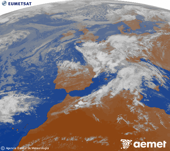 Imaxe da zona de Europa e Norte de �frica da canle infravermella do sat�lite Meteosat operacional en 0�N 0�W, procesada para darlle cor.&nbsp;luns, 4 maio  2026 20:00