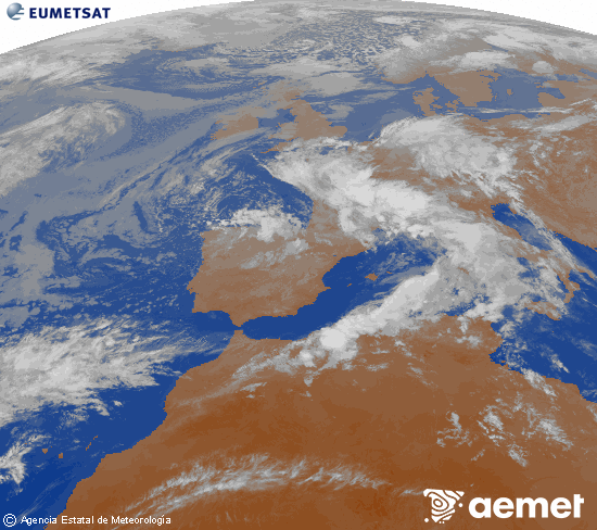 Imaxe da zona de Europa e Norte de �frica da canle infravermella do sat�lite Meteosat operacional en 0�N 0�W, procesada para darlle cor.&nbsp;martes, 5 maio  2026 00:00
