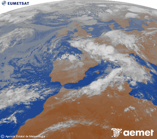 Imaxe da zona de Europa e Norte de �frica da canle infravermella do sat�lite Meteosat operacional en 0�N 0�W, procesada para darlle cor.&nbsp;martes, 5 maio  2026 02:00