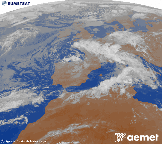 Imaxe da zona de Europa e Norte de �frica da canle infravermella do sat�lite Meteosat operacional en 0�N 0�W, procesada para darlle cor.&nbsp;martes, 5 maio  2026 04:00