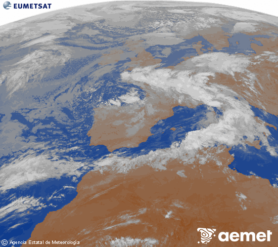 Imaxe da zona de Europa e Norte de �frica da canle infravermella do sat�lite Meteosat operacional en 0�N 0�W, procesada para darlle cor.&nbsp;martes, 5 maio  2026 06:00