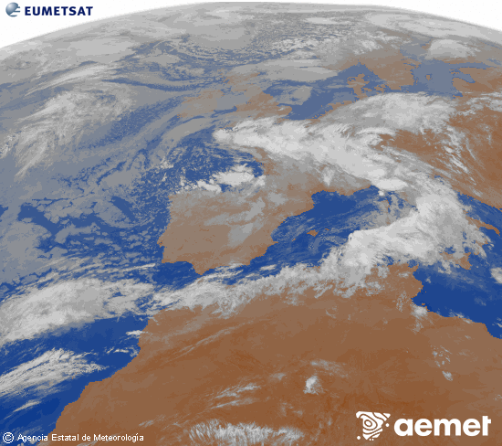 Imaxe da zona de Europa e Norte de �frica da canle infravermella do sat�lite Meteosat operacional en 0�N 0�W, procesada para darlle cor.&nbsp;martes, 5 maio  2026 07:00