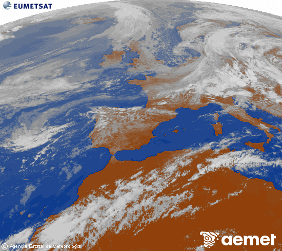 Imagen de la zona de Europa y Norte de �frica del canal infrarrojo del sat�lite Meteosat operacional en 0�N 0�W, procesada para darle color.&nbsp;Monday, 11 May  2026 16:00
