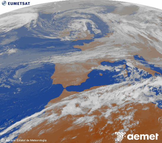 Imagen de la zona de Europa y Norte de �frica del canal infrarrojo del sat�lite Meteosat operacional en 0�N 0�W, procesada para darle color.&nbsp;mi�rcoles, 13 mayo 2026 a las 02:00