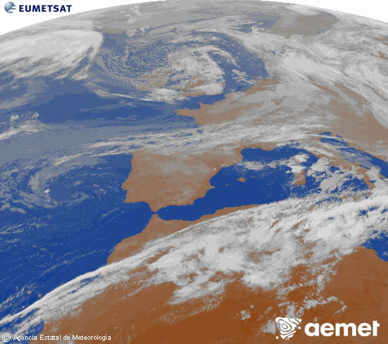 Imagen de la zona de Europa y Norte de �frica del canal infrarrojo del sat�lite Meteosat operacional en 0�N 0�W, procesada para darle color.&nbsp;mi�rcoles, 13 mayo 2026 a las 04:00