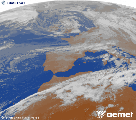 Imagen de la zona de Europa y Norte de �frica del canal infrarrojo del sat�lite Meteosat operacional en 0�N 0�W, procesada para darle color.&nbsp;mi�rcoles, 13 mayo 2026 a las 05:00