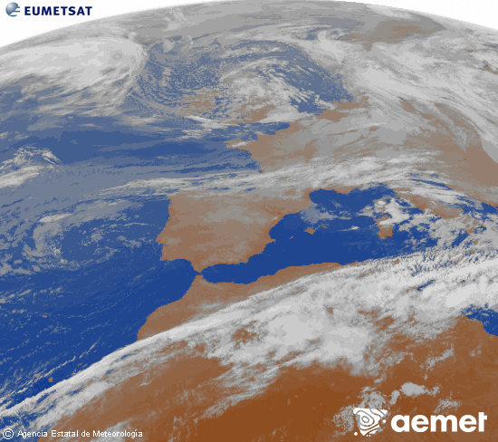 Imagen de la zona de Europa y Norte de �frica del canal infrarrojo del sat�lite Meteosat operacional en 0�N 0�W, procesada para darle color.&nbsp;mi�rcoles, 13 mayo 2026 a las 06:00