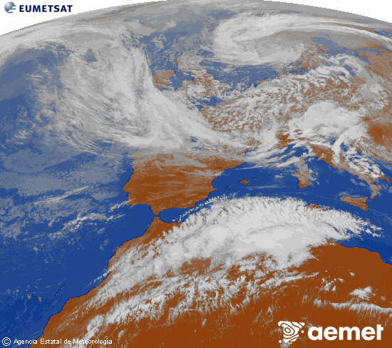 Imagen de la zona de Europa y Norte de �frica del canal infrarrojo del sat�lite Meteosat operacional en 0�N 0�W, procesada para darle color.&nbsp;osteguna, 2026ko maiatzak 14, ordua: 15:00