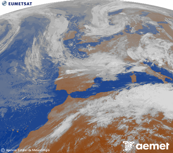 Imagen de la zona de Europa y Norte de �frica del canal infrarrojo del sat�lite Meteosat operacional en 0�N 0�W, procesada para darle color.&nbsp;vendredi, 15 mai  2026 00:00