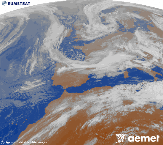 Imatge de la zona d'Europa i Nord d'�frica del canal infraroig del sat�l�lit Meteosat operacional en 0�N 0�W, processada per a donar-li color.&nbsp;divendres, 15 de maig  2026 04:00