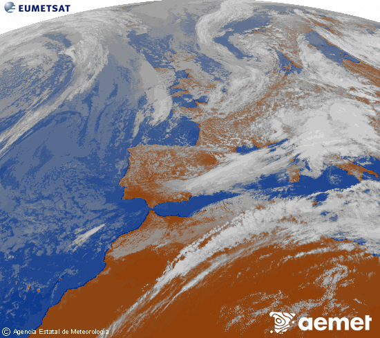 Imagen de la zona de Europa y Norte de �frica del canal infrarrojo del sat�lite Meteosat operacional en 0�N 0�W, procesada para darle color.&nbsp;Friday, 15 May  2026 16:00