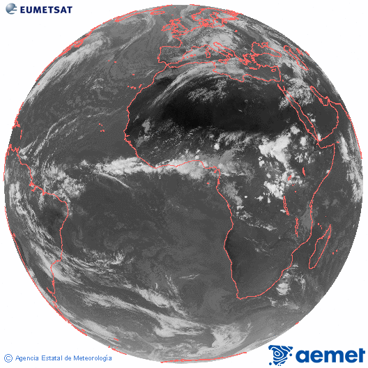 Imagen global del canal infrarrojo (10.8 &mu;m) del sat�lite Meteosat, perteneciente a la serie MSG (Meteosat Segunda Generaci�n) y situado en 0�N 0�E.&nbsp;ostirala, 2026ko maiatzak 15, ordua: 17:00