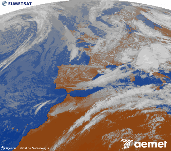 Imagen de la zona de Europa y Norte de �frica del canal infrarrojo del sat�lite Meteosat operacional en 0�N 0�W, procesada para darle color.&nbsp;viernes, 15 mayo 2026 a las 18:00