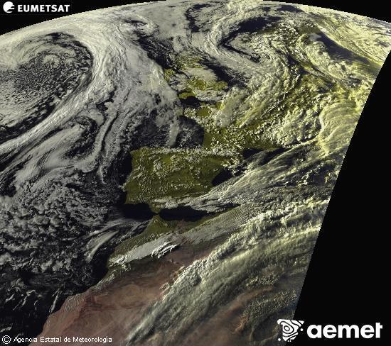 Esta imagen se genera utilizando informaci�n de los canales visibles del sat�lite METEOSAT perteneciente a la segunda generaci�n de sat�lites Meteosat (MSG). Por ese motivo, s�lo hay informaci�n en la zona iluminada por el sol. Adem�s, los canales han sido normalizados para que el brillo no dependa de la posici�n del sol.&nbsp;divendres, 15 de maig  2026 20:00