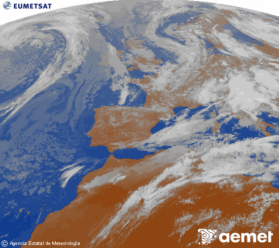 Imagen de la zona de Europa y Norte de �frica del canal infrarrojo del sat�lite Meteosat operacional en 0�N 0�W, procesada para darle color.&nbsp;viernes, 15 mayo 2026 a las 20:00