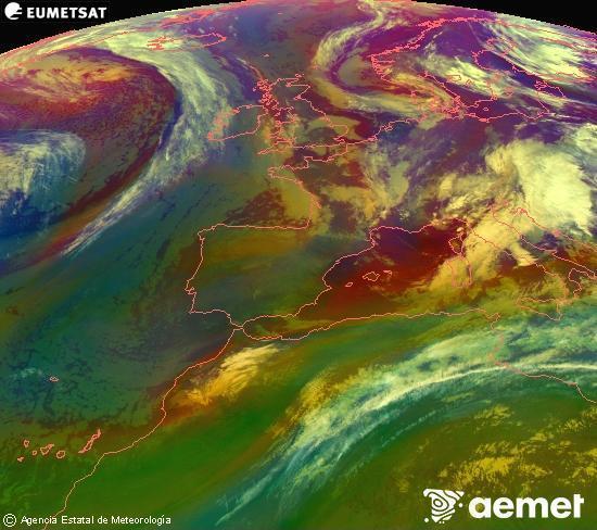 RGB-a Meteosat eragiketa-sateliteko hainbat kanal 0�W-a 0�N-ean, aire-masen eta hodeitzaren ezaugarrien erakusgarri izango dena.&nbsp;larunbata, 2026ko maiatzak 16, ordua: 03:00